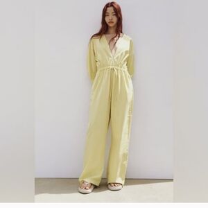 NWOT ZARA Pistachio Drawstring JUMPSUIT/ROMPER